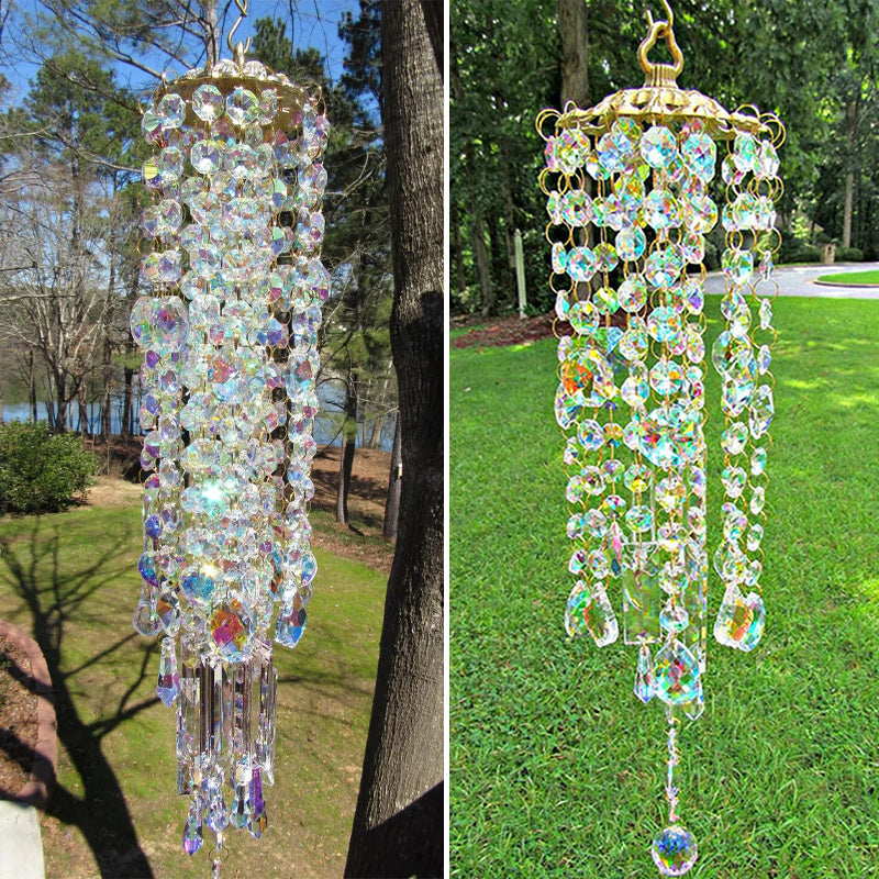 Aurora Crystal Glass Wind Chime with Colorful Beads