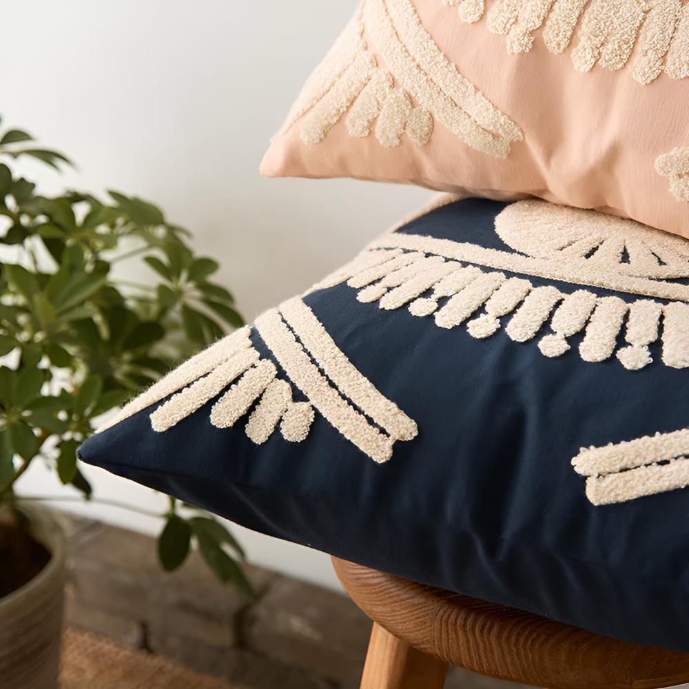 Boho Eye Embroidered Cotton Cushion Cover