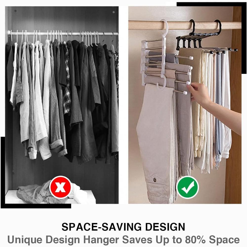 Foldable Stainless Steel Pants Rack for 5 Trousers and Jeans