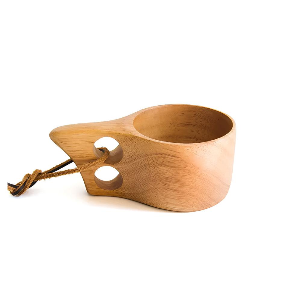 Natural Rubberwood Handcrafted Mug Set