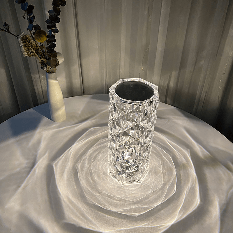 Crystal Touch Table Lamp with Rose-Shaped Silhouette
