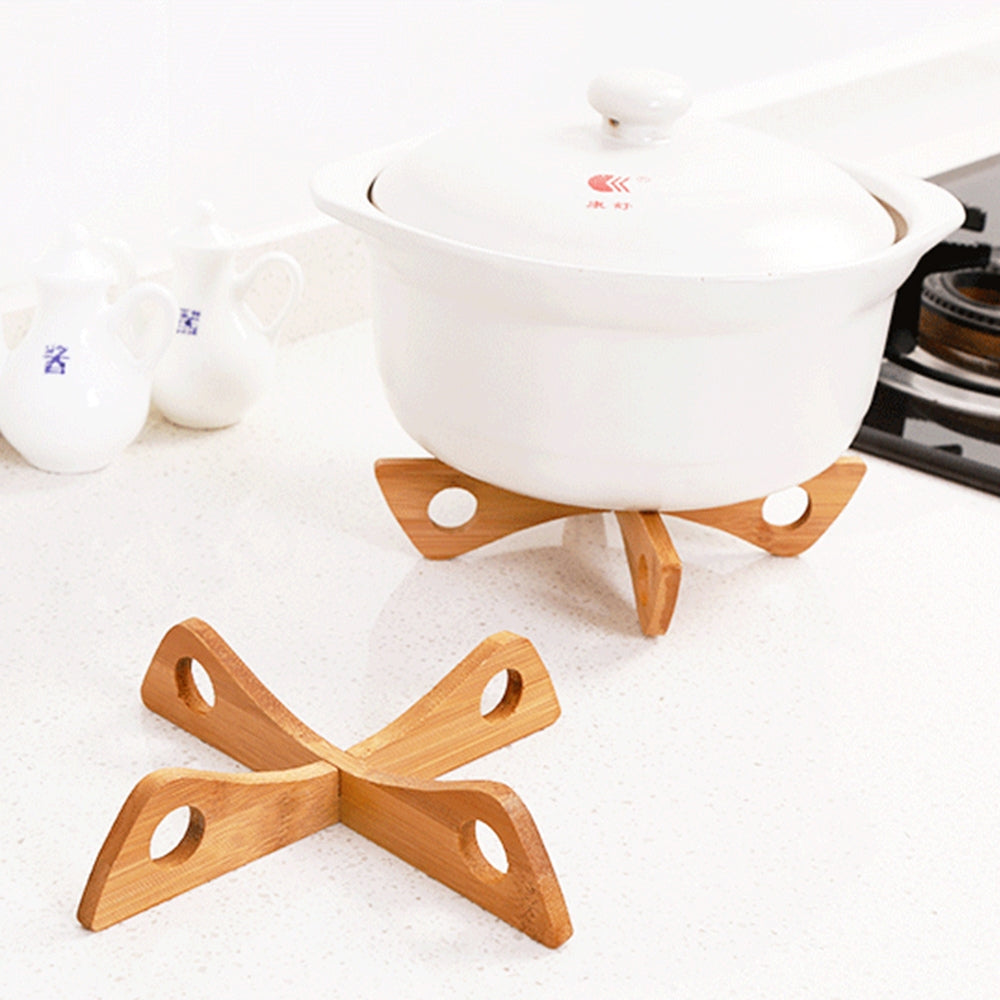 Bamboo Pot Stand and Steam Rack with Non-Slip Base