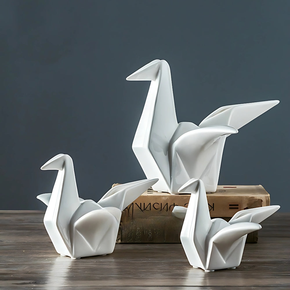 Origami-Inspired Ceramic Bird Figurine