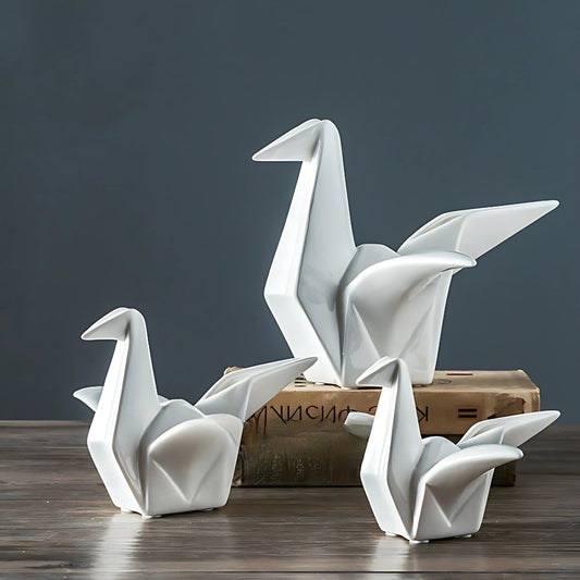 Origami-Inspired Ceramic Bird Figurine