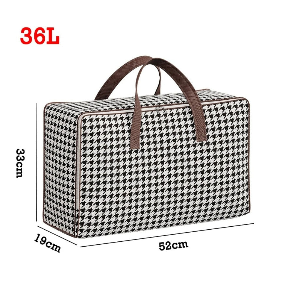 Large Capacity Houndstooth Storage Suitcase