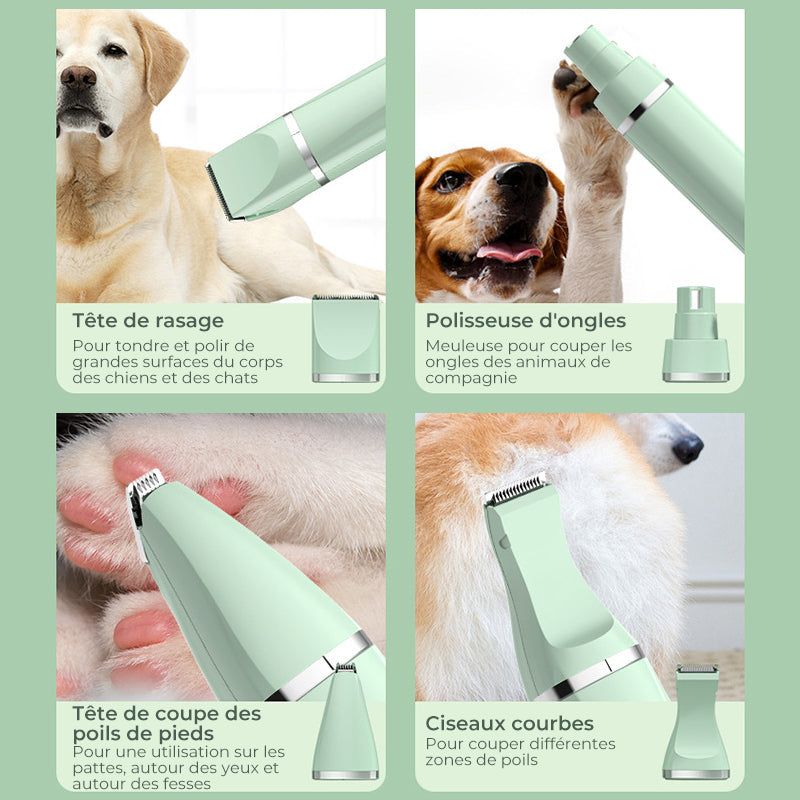 Quiet Rechargeable Pet Grooming Clipper with Interchangeable Heads