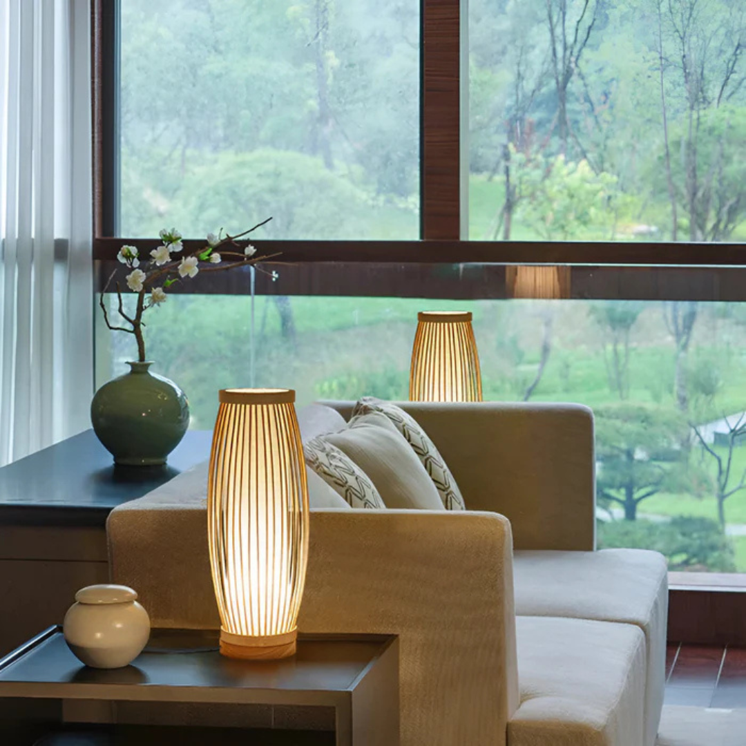 Japanese Bamboo LED Table Lamp for Calming Ambiance