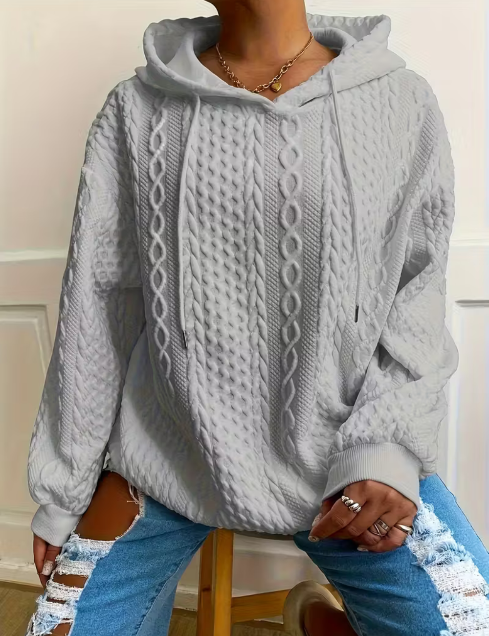 Clara | Ladies' Cable Knit Hoodie