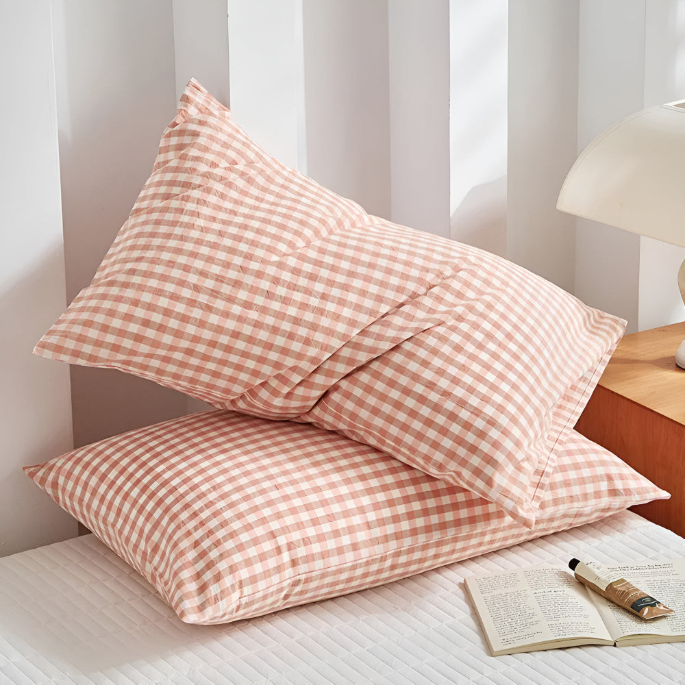 Soft Plaid Microfiber Pillowcases with Envelope Closure