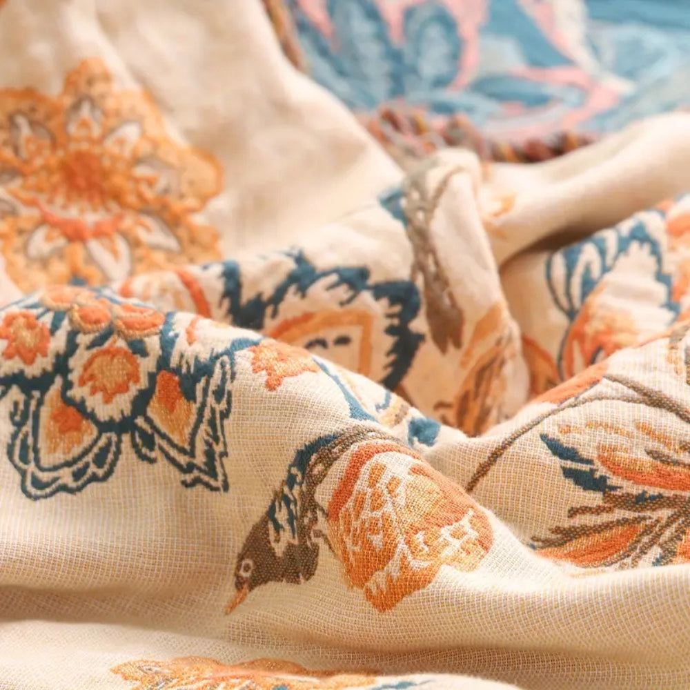 Boho Cotton Throw Blanket for Sofa and Bed