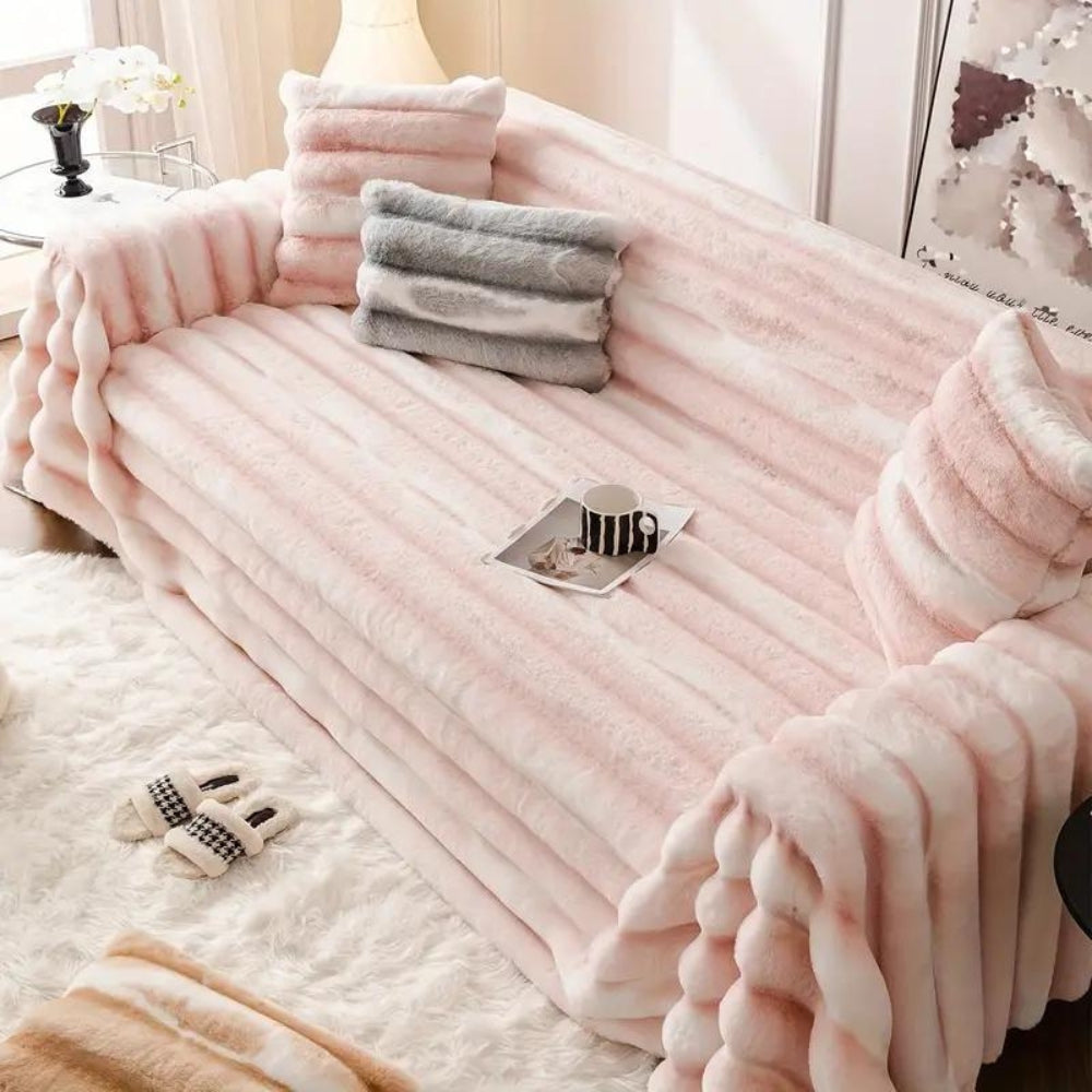 Plush Velvet Faux Fur Sofa Cover