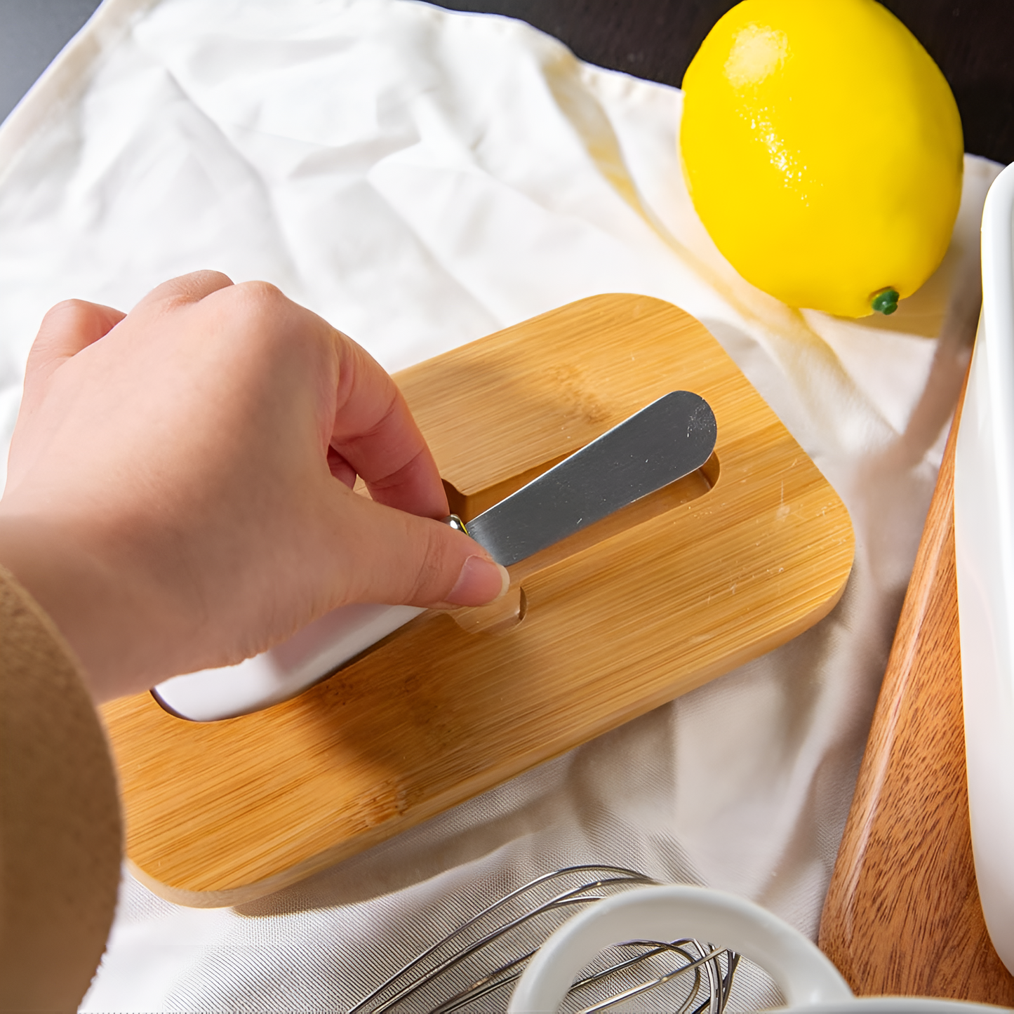 Sleek Ceramic Butter Cutter Container
