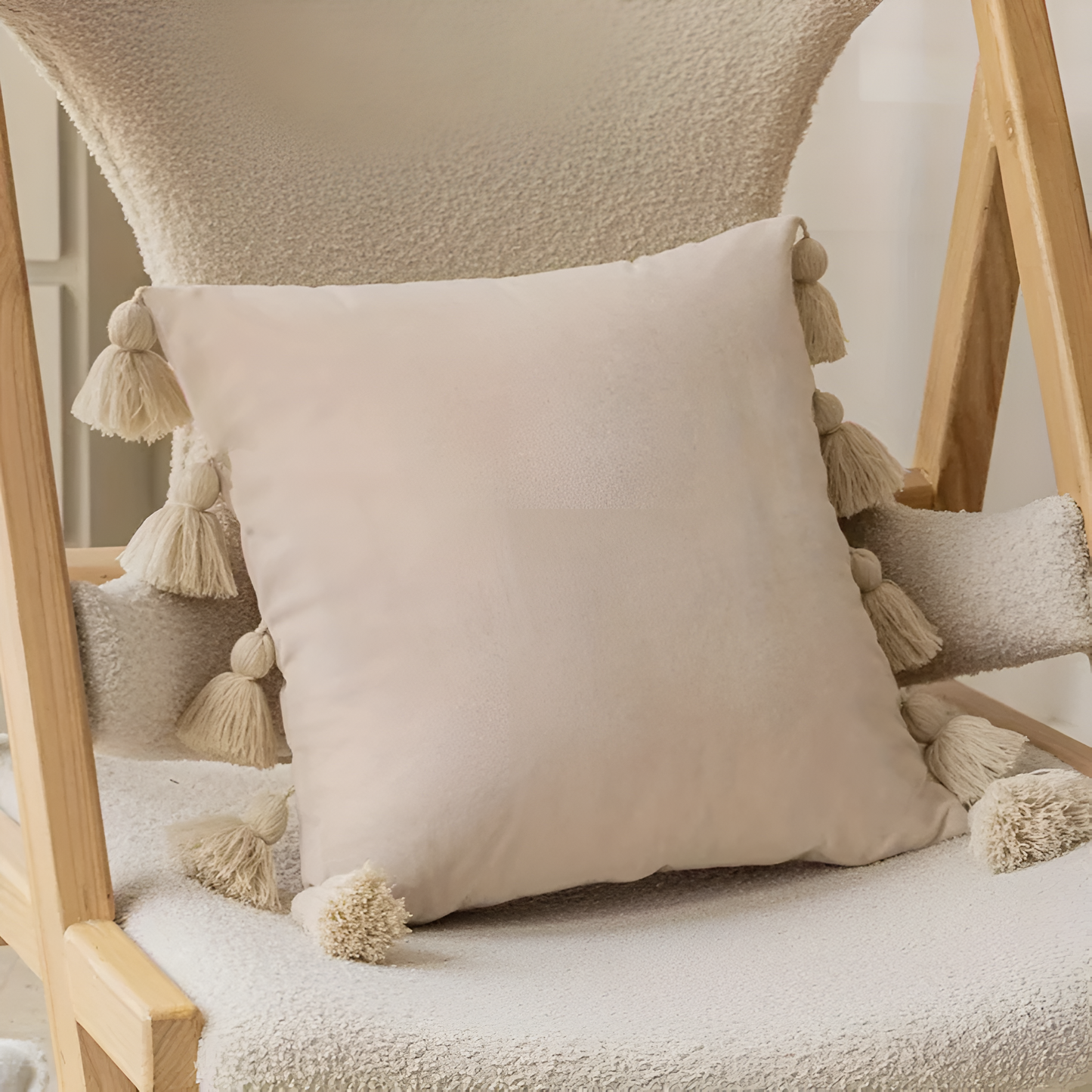 Bohemian Velvet Pompom Cushion Cover