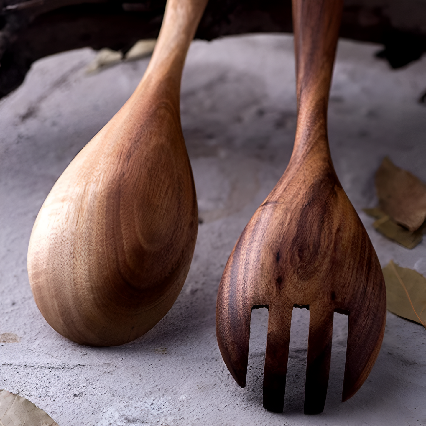 Rustic Acacia Wood Salad Serving Set - 2 Piece