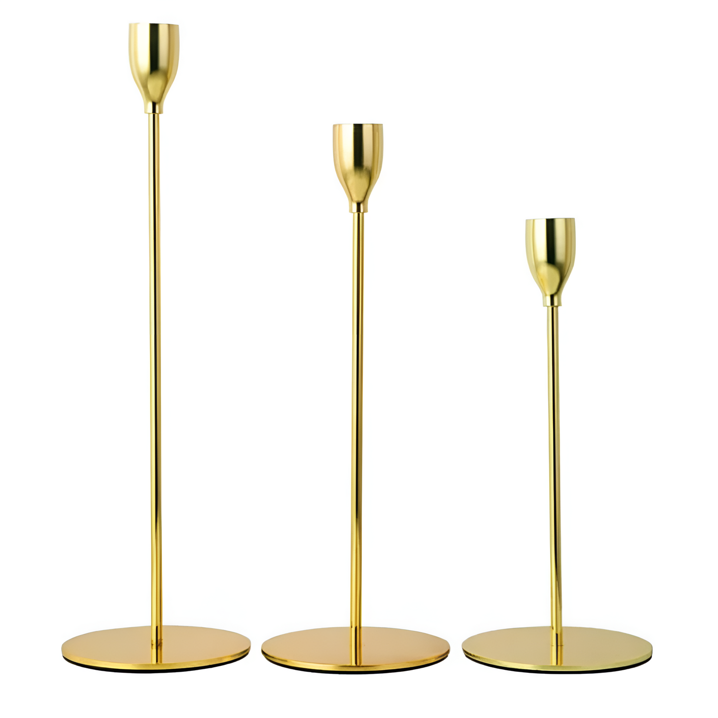 Sleek Metallic Taper Candle Holders Set of 3