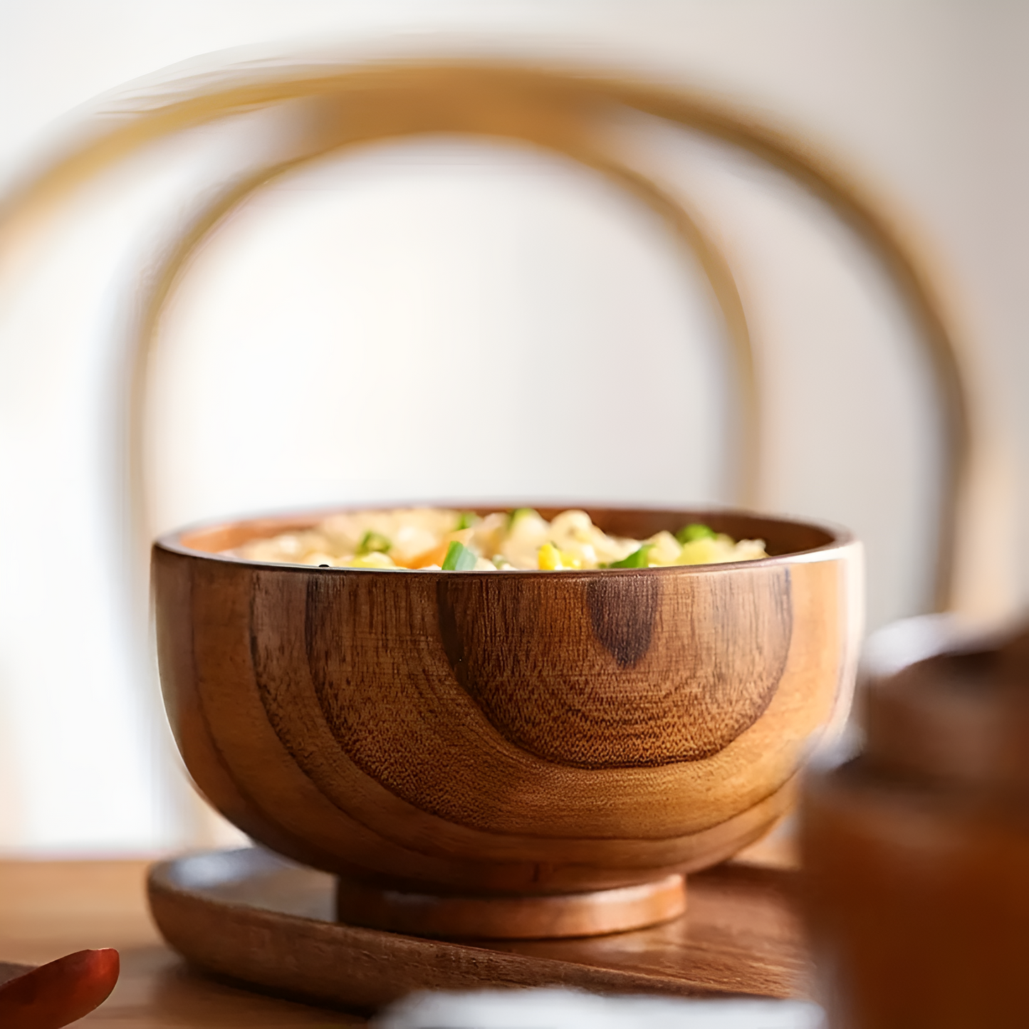Rustic Handcrafted Jujube Wooden Serving Bowl