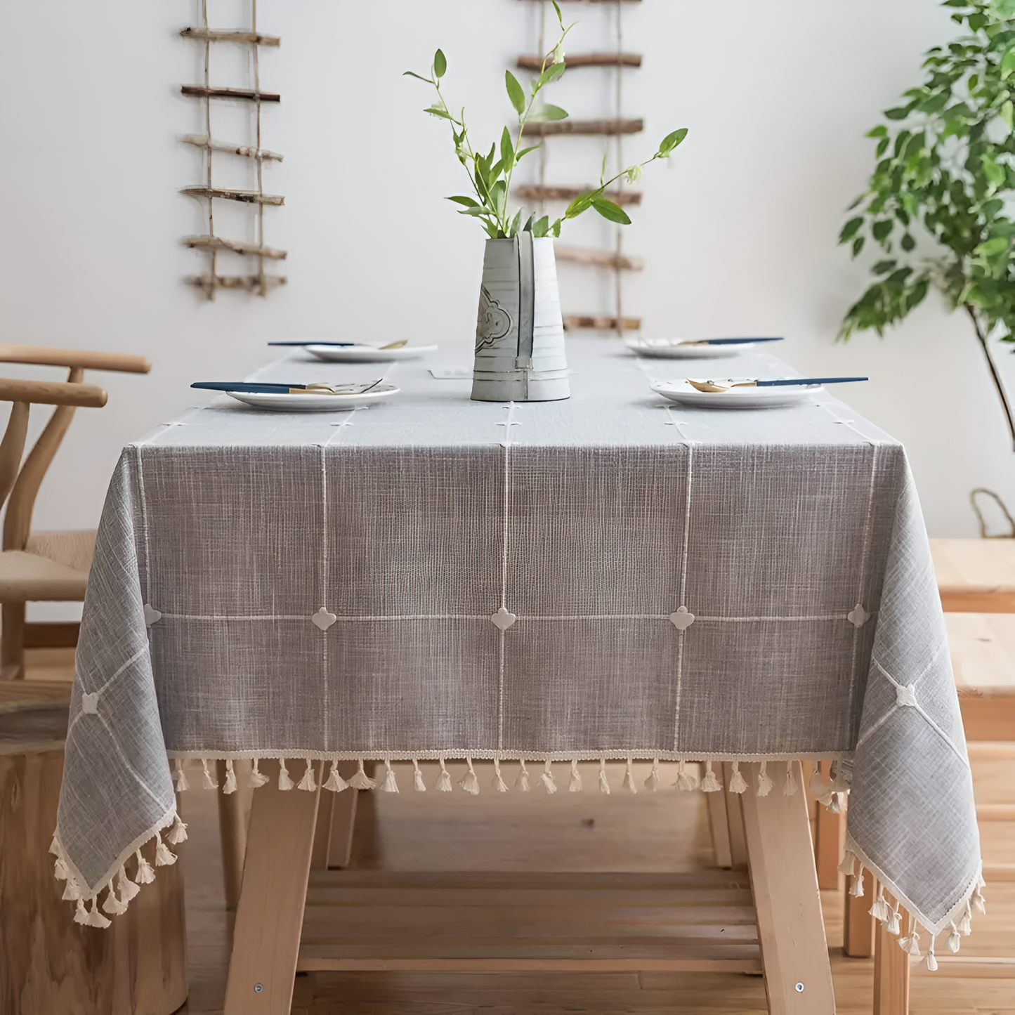 Cotton Linen Pastoral Plaid Tablecloth