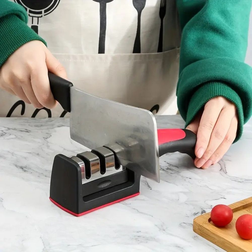 Ergonomic Comfort Grip Knife Sharpener with Tungsten Steel and Ceramic Slots