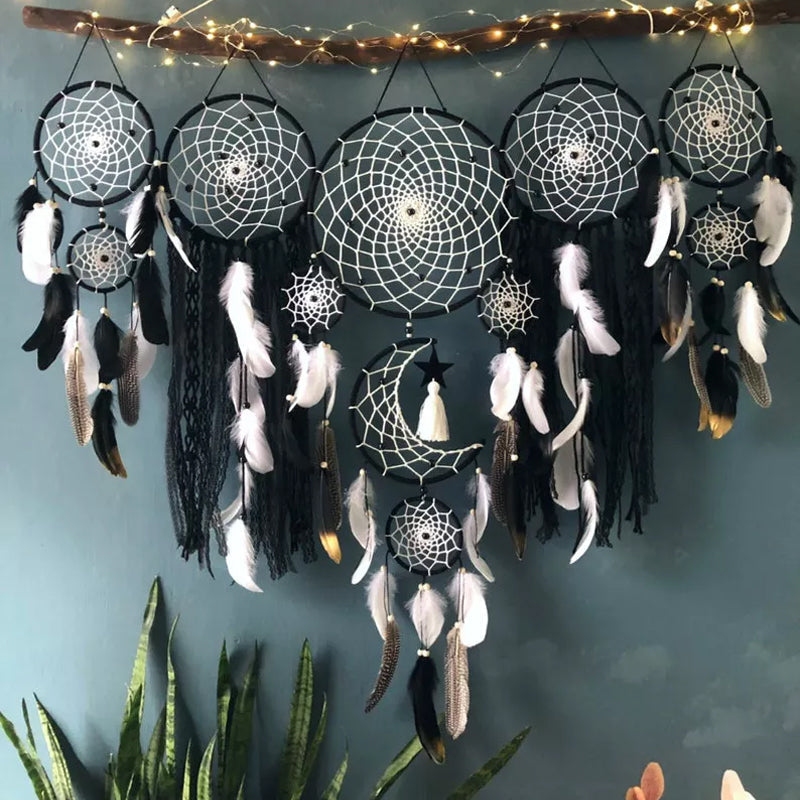 Moon and Stars Dream Catcher Set with Photo Clip String