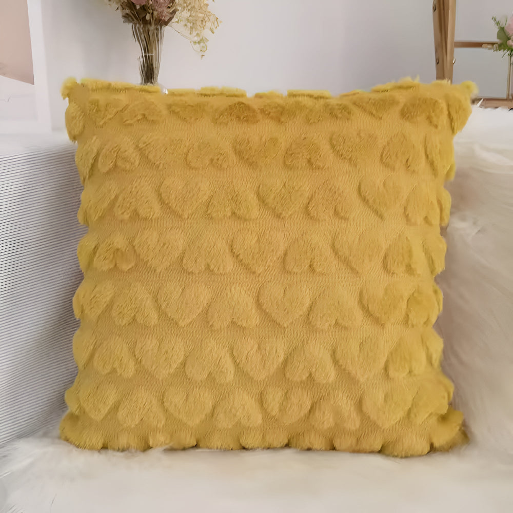 Plush Heart-Shaped Cushion Cover