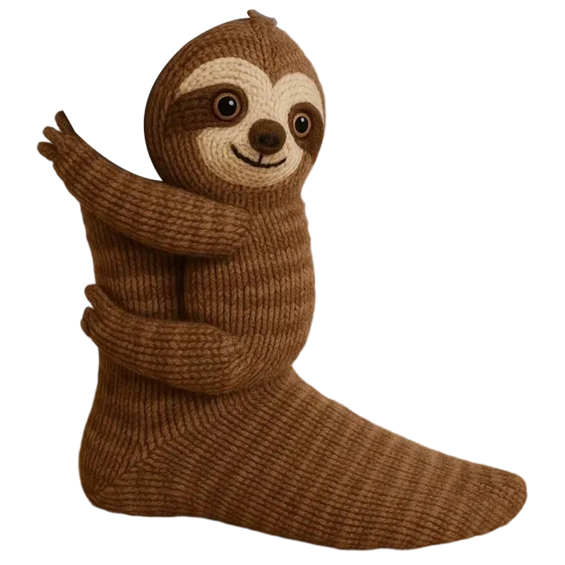 3D Knitted Animal Cuddle Socks in Double-Layer Cotton