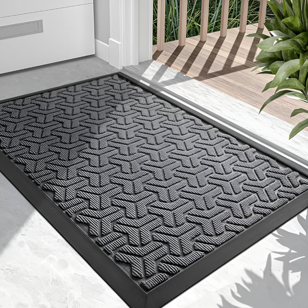 Durable Geometric Entryway Door Mat with Rubber Backing
