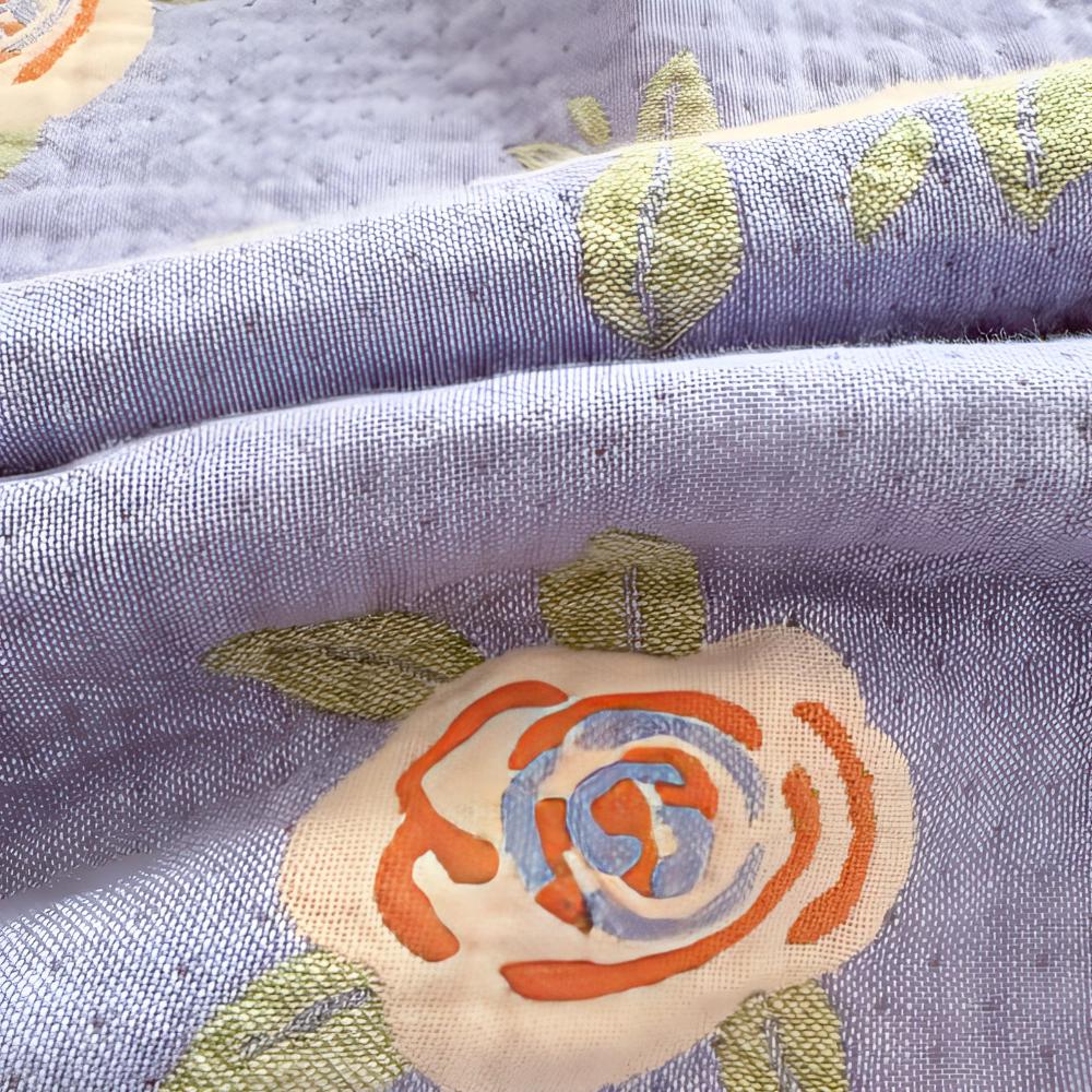 Reversible Bow-Knot and Rose Cotton Gauze Blanket