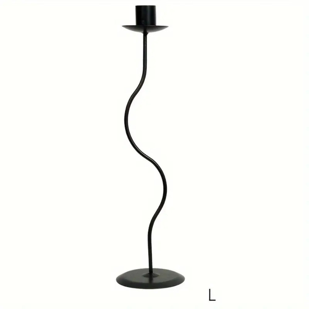 Sculpted Curved Iron Candle Holder