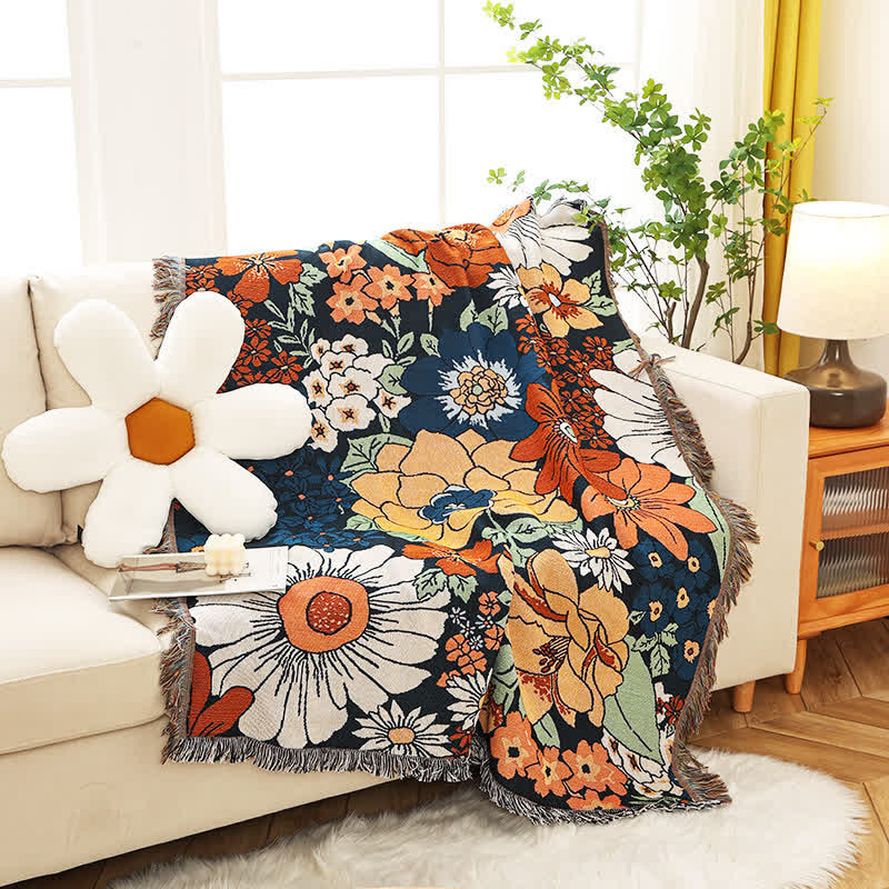 Floral Cotton Tassel Sofa Cover