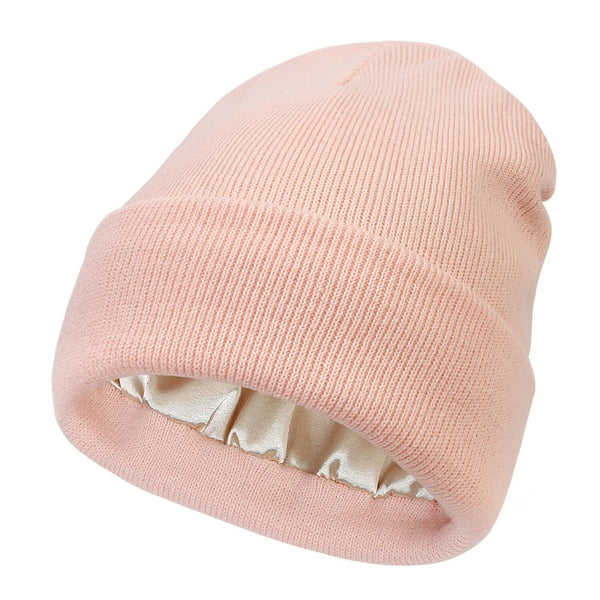 Silk Lined Wool Winter Beanie for Warmth and Hair Protection