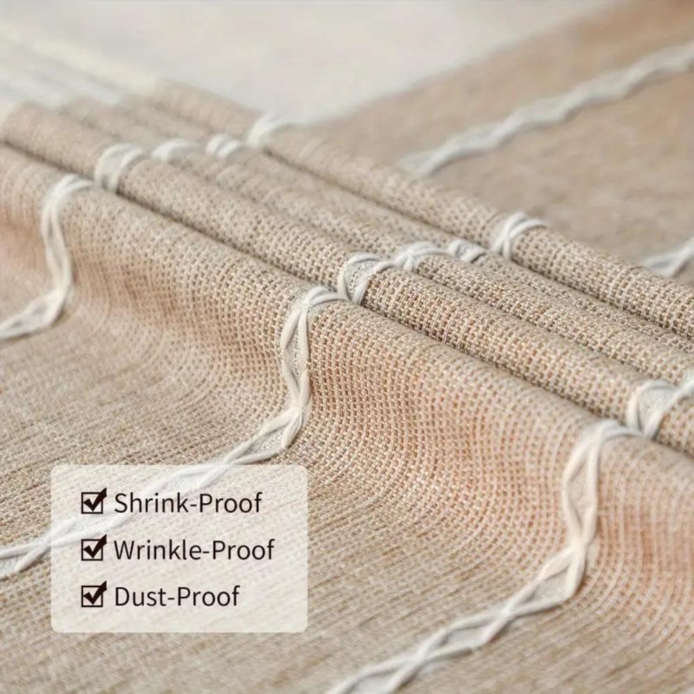 Linen Rustic Tablecloth with Tassel Accents