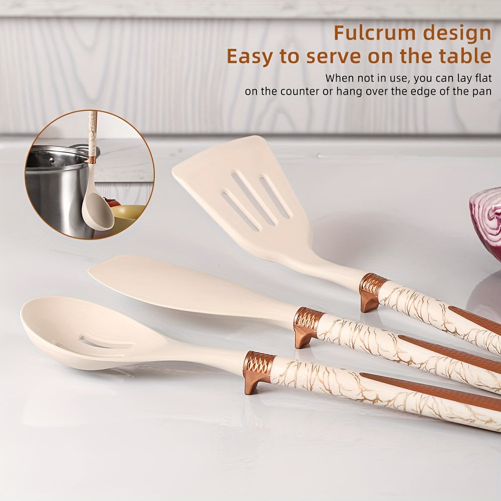 Silicone Kitchen Utensil Set with Wooden Handles
