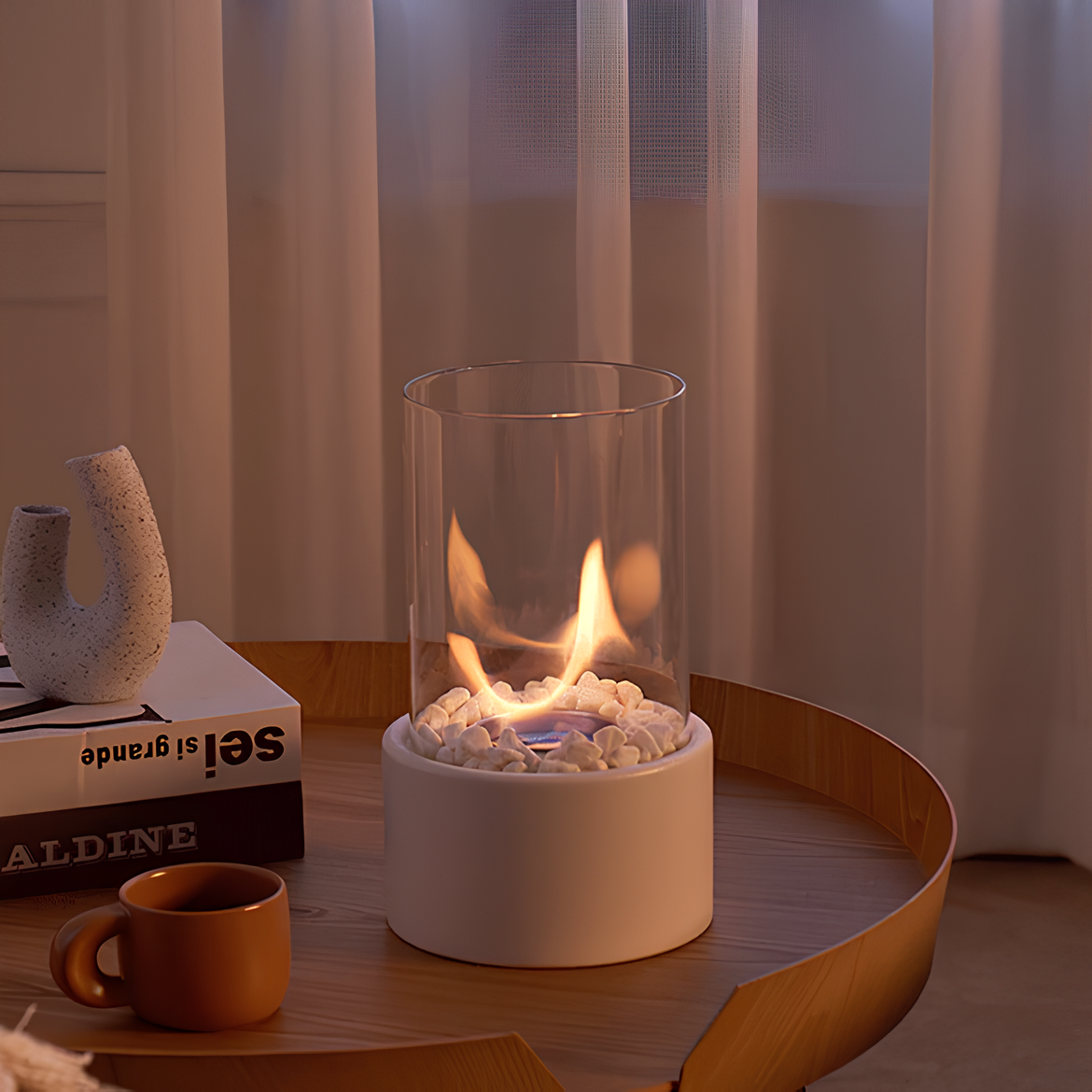 Glass Oil Table Lamp with Removable Cylinder and Metal Base