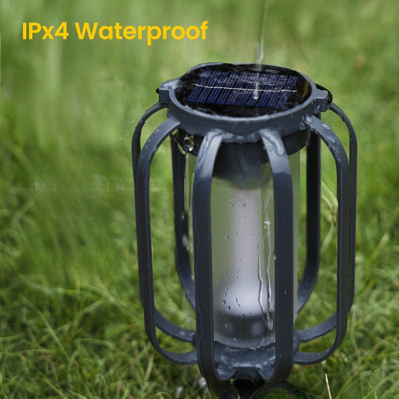 Solar and USB Rechargeable LED Lantern with Flame Effect