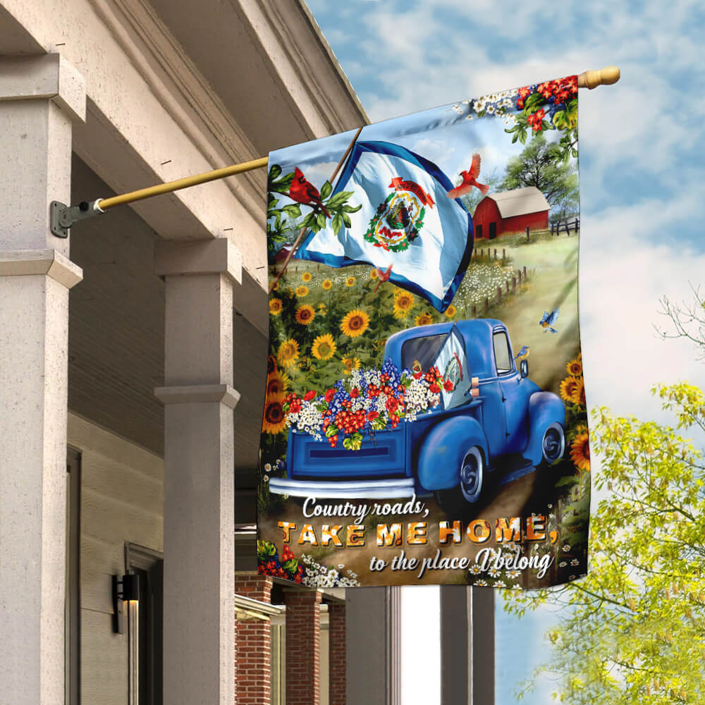 Double-Sided West Virginia Country Roads Canvas Flag
