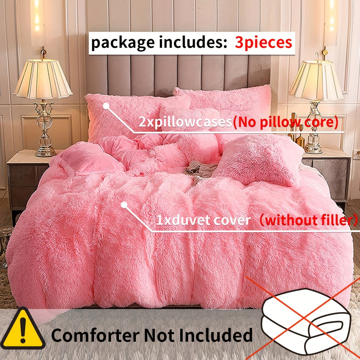 Ultra Soft Plush Duvet Cover Set with Zipper Closure