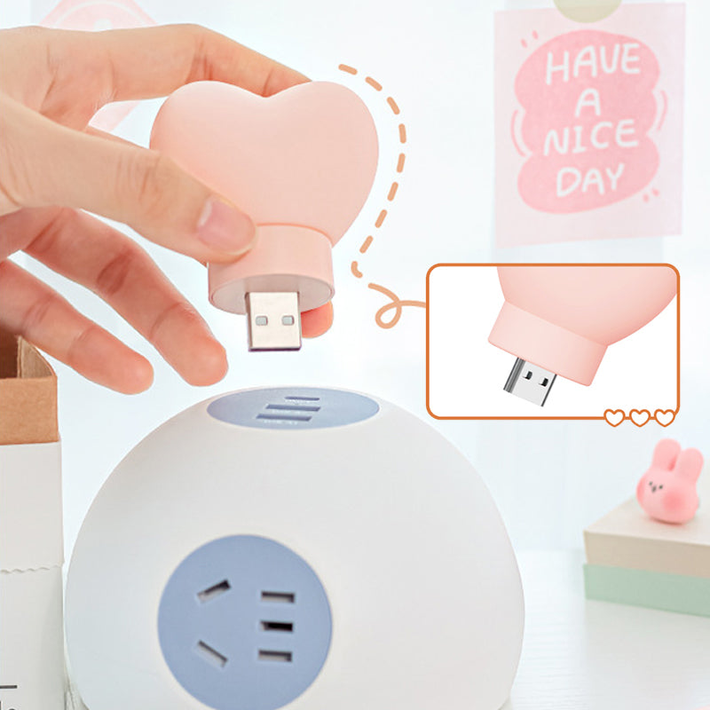 Heart Shaped LED Night Light with Magnetic Battery or USB Connection