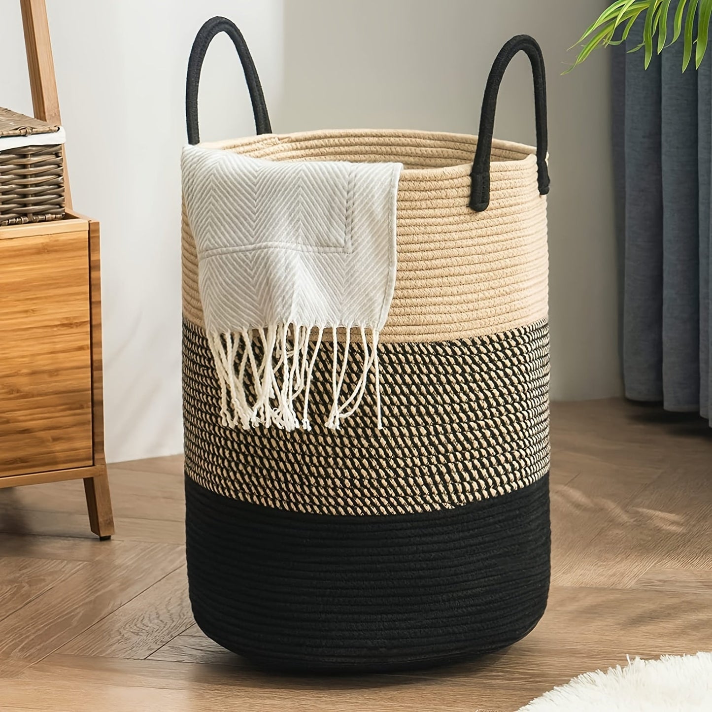 Extra-Large Cotton Rope Laundry Hamper Basket with Handles