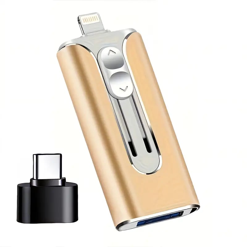 4-in-1 USB Flash Drive with Lightning, USB-C, Micro USB, and USB-A Connectors
