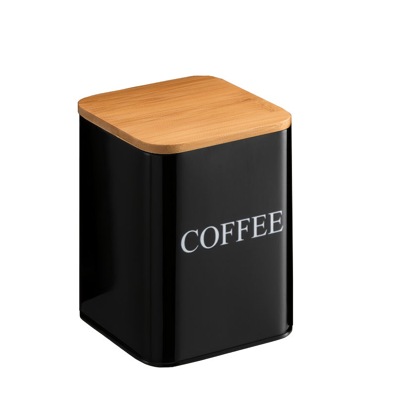 Bamboo Lid Bread Box Set with Tea, Coffee, Sugar Canisters