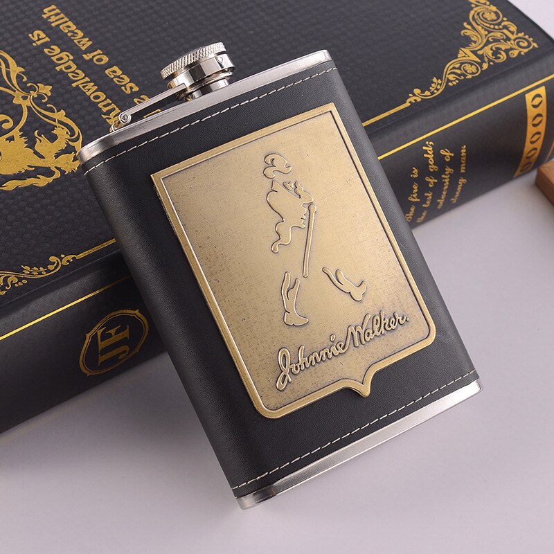 8oz Stainless Steel Hip Flask Gift Set with Alcohol Funnel and Embroidered Silk Box