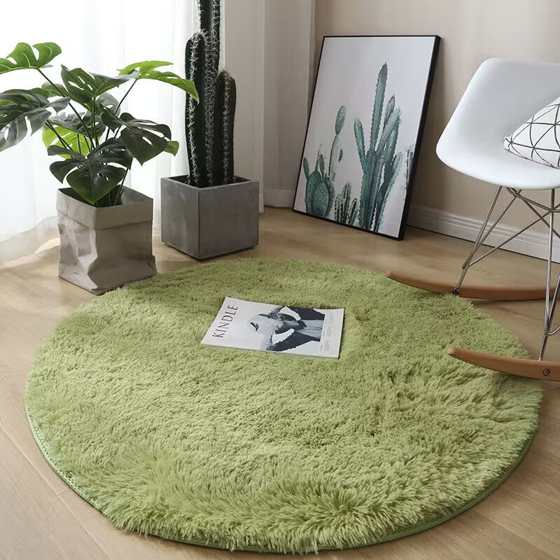 Plush White Round Area Rug with Non-Slip Backing
