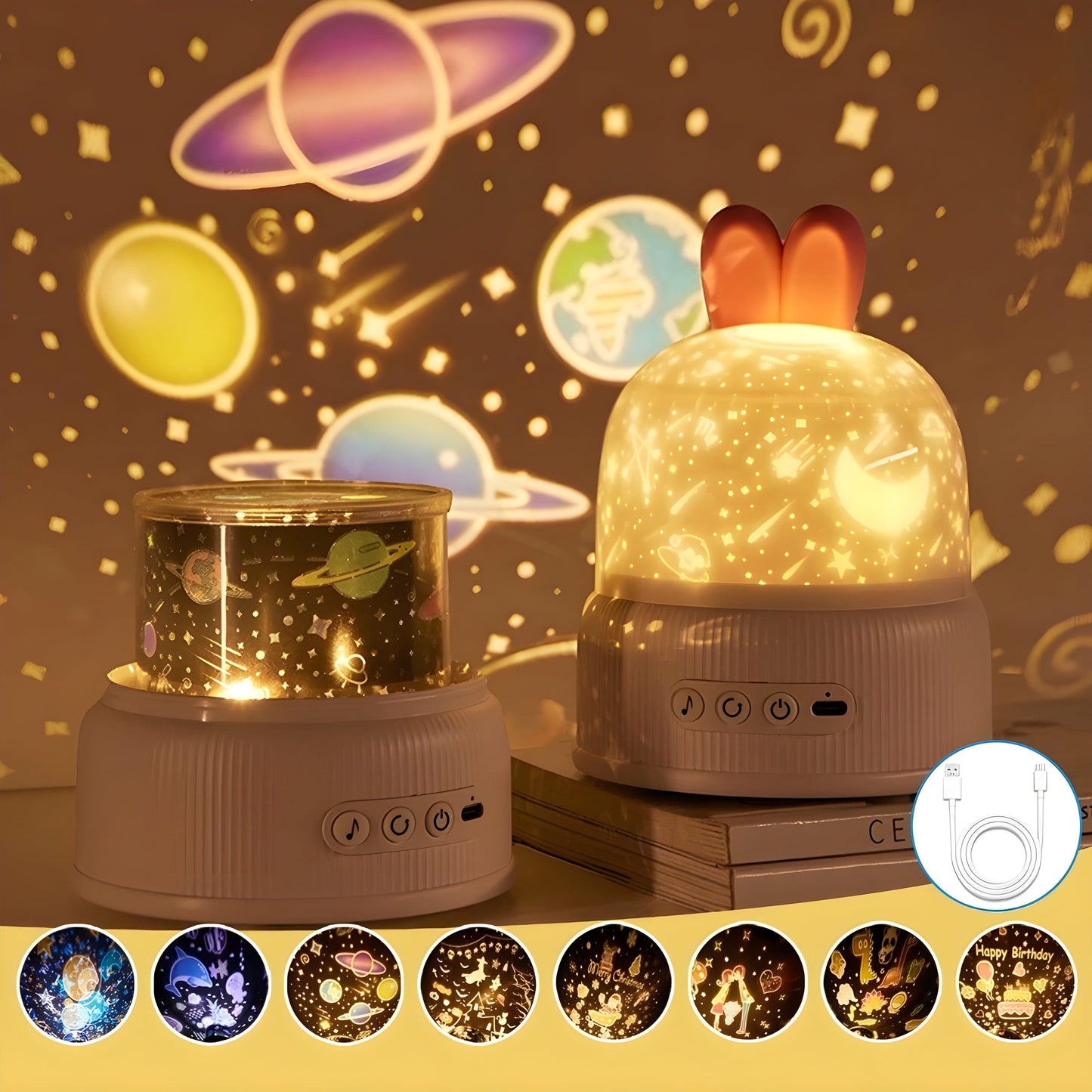 Cute Rabbit Night Light Projector for Kids