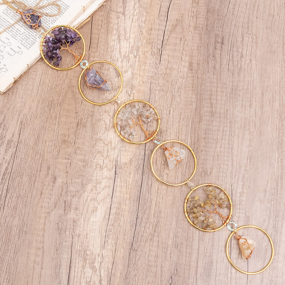 Crystal Tree of Life Wall Decor with 6 Rings