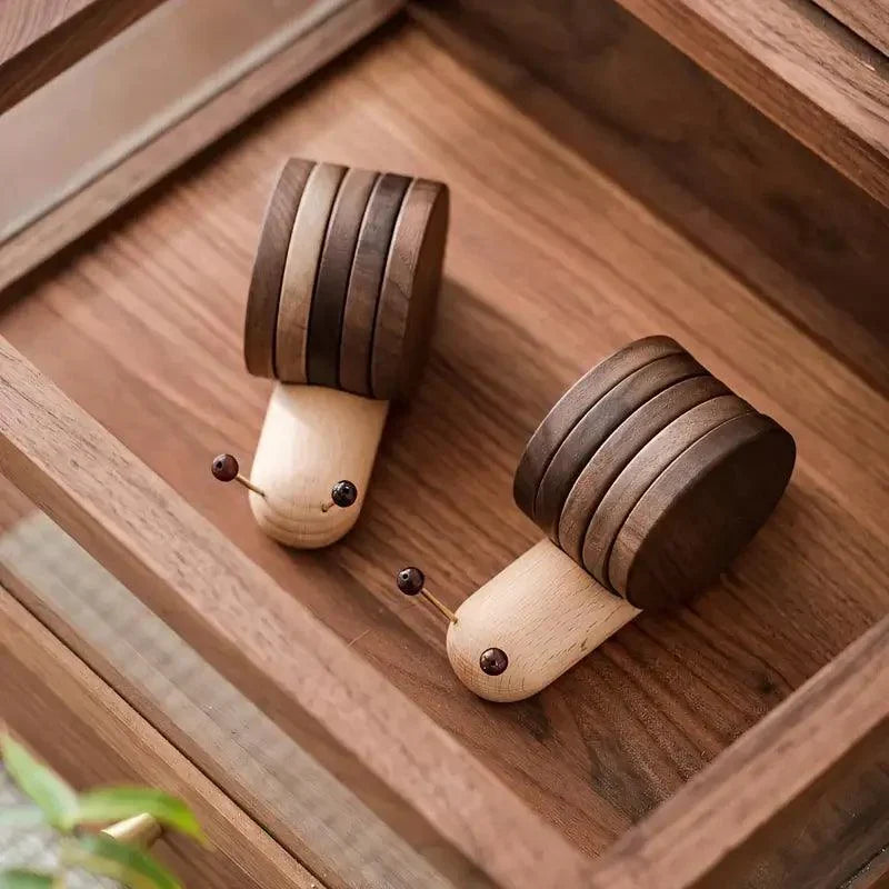 Wooden Coaster Set with Tree Trunk Design for Table Protection