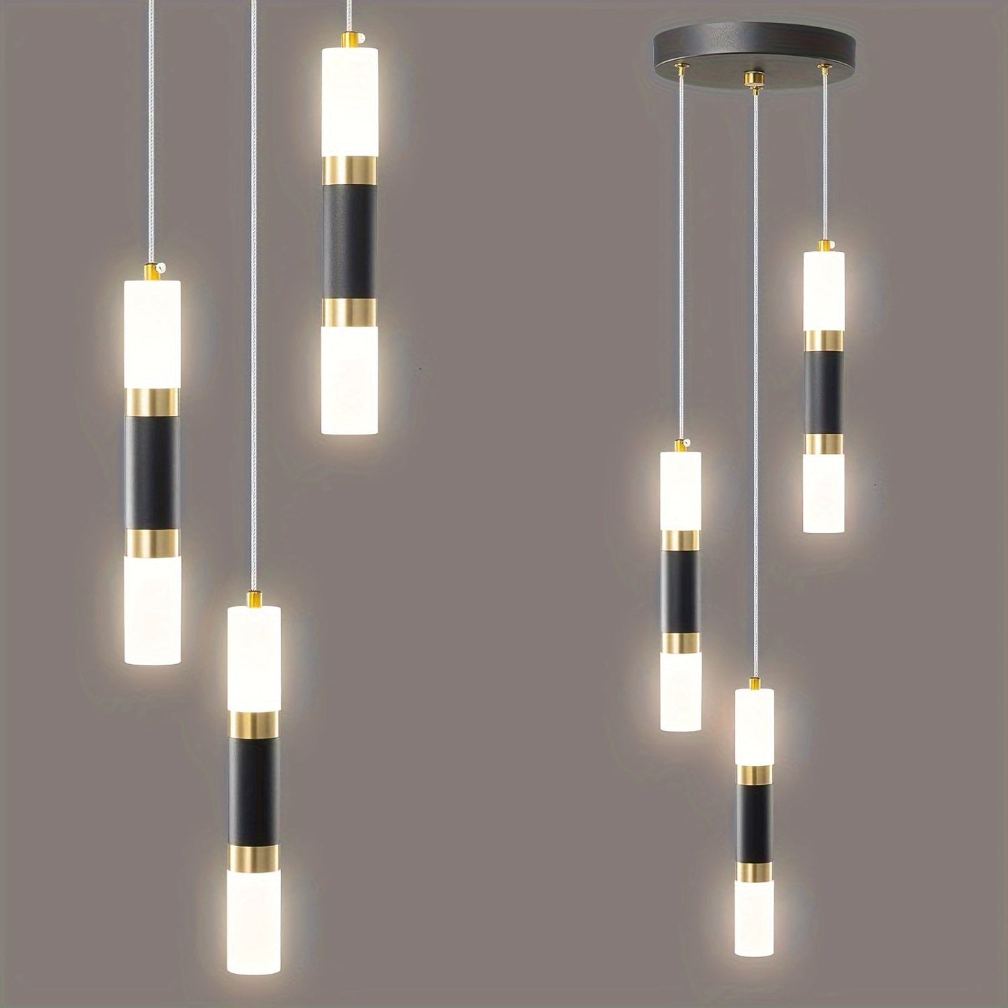 Modern Black and Gold Dimmable Mini Pendant Light - 2-Light or 3-Light Options