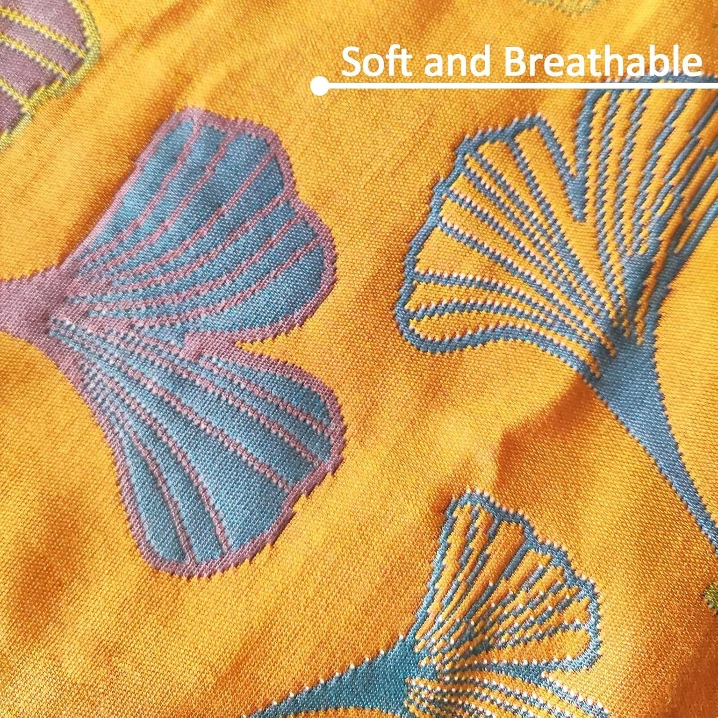 Ginkgo Leaf Embroidered Cotton Pillow Shams - Set of 2