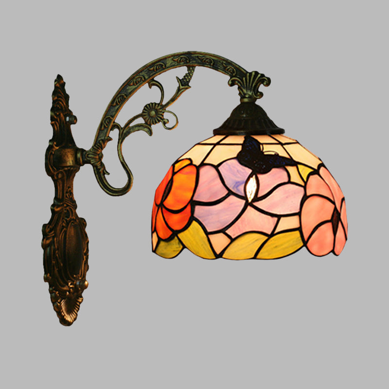 Tiffany Bronze Stained Glass Butterfly Wall Lamp