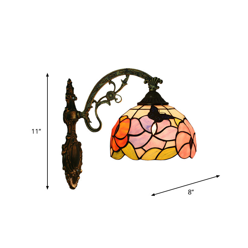Tiffany Bronze Stained Glass Butterfly Wall Lamp