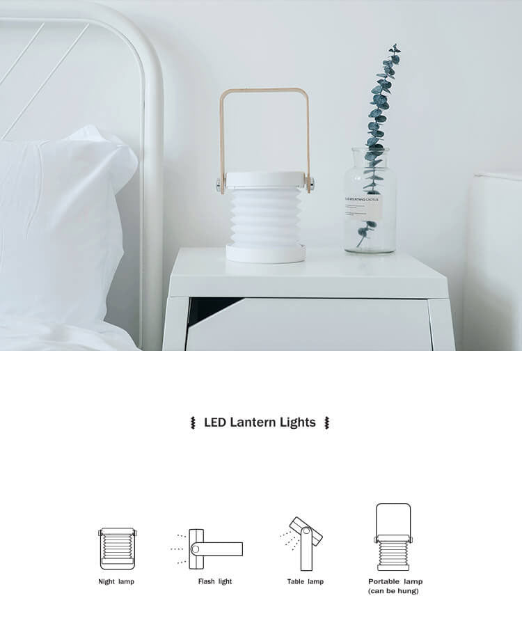 Foldable Portable LED Table Lamp with Retractable Shade
